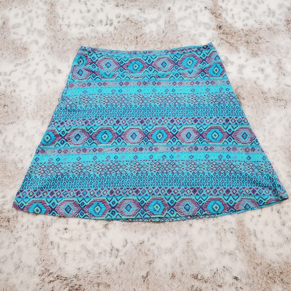 Fresh Produce 100% Cotton Aztec Geometrical Boho Blue Skirt Women's Size Small